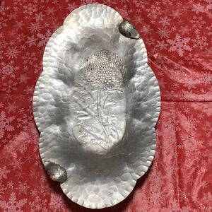 Vintage Continental 150 bucks hand wrought aluminum serving tray ￼